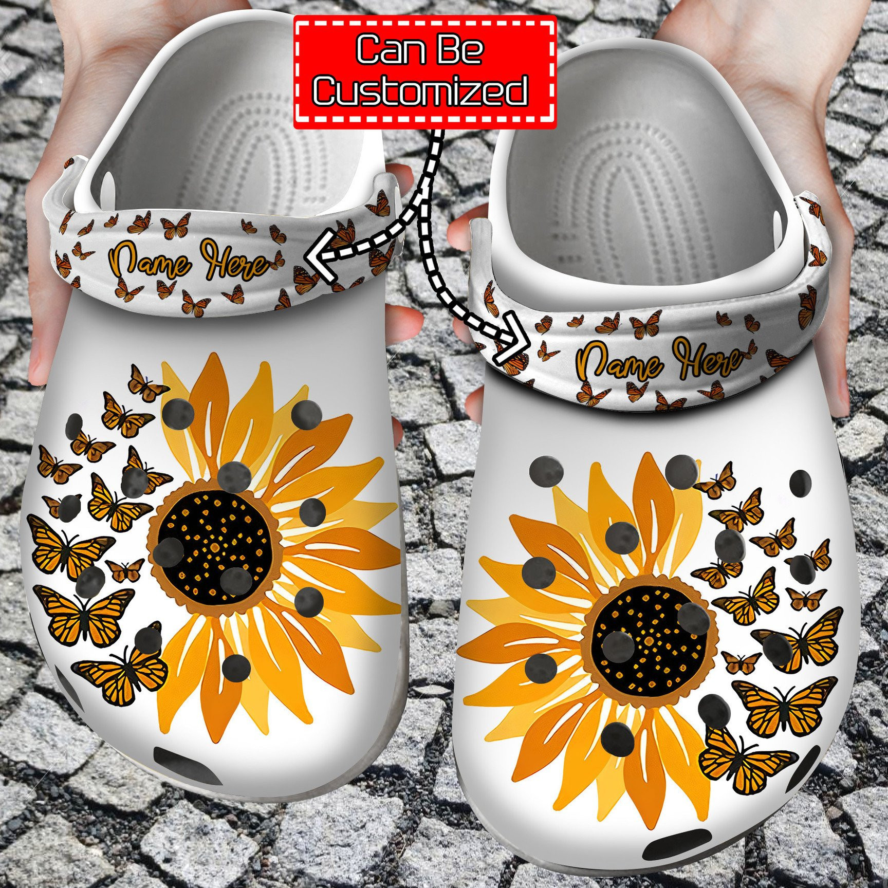Immemse Butterflies With Sunflowers Crocs Shoes Personalized Butterfly