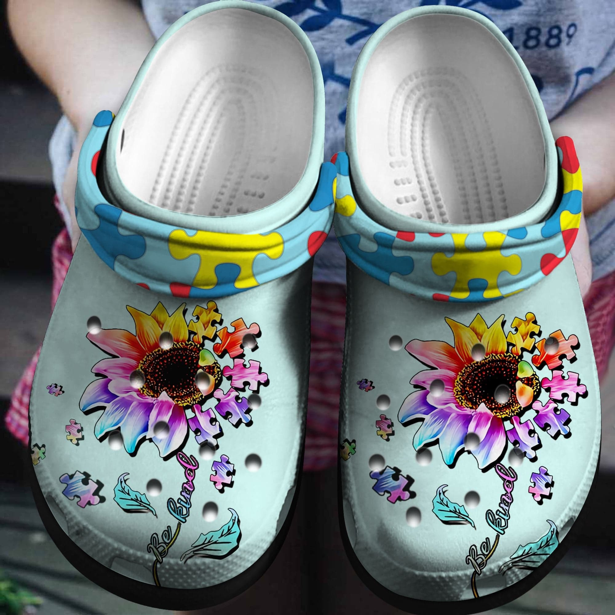Autism Awareness Be Kind Sunflower Puzzle Crocband Crocs Shoes For Men Women