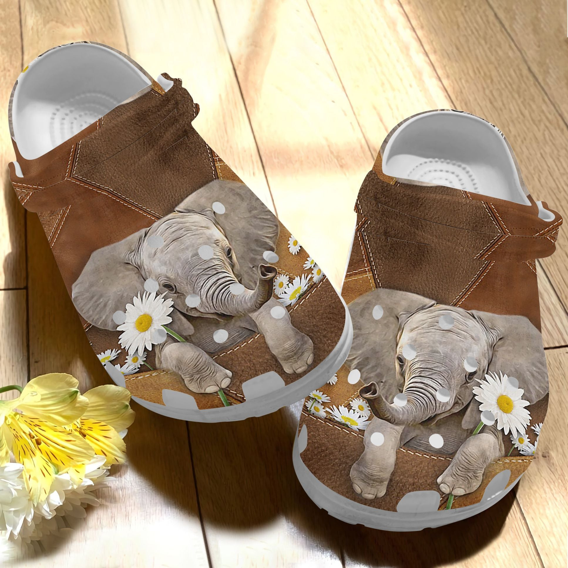 Cute Elephant With Daisy Shoes Lovely Elephant Crocbland Crocs Birthday Gift For Boy Girl Son Daughter