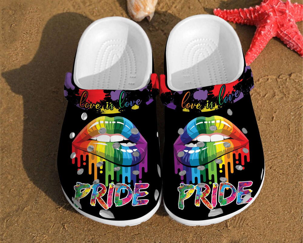 Pride Lips Love Is Lgbt Rainbow Rubber Crocs Shoes Comfy Footwear