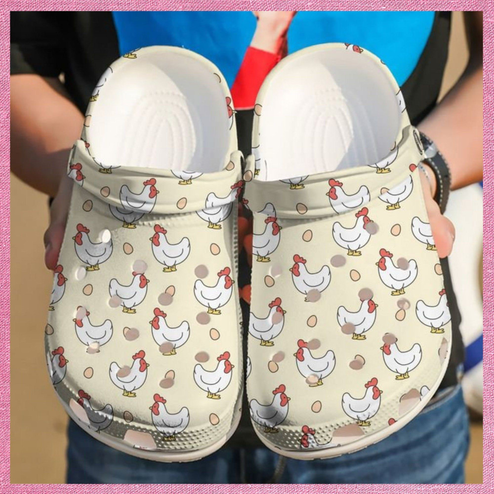 Chicken And Egg Rubber Crocs Shoes Comfy Footwear
