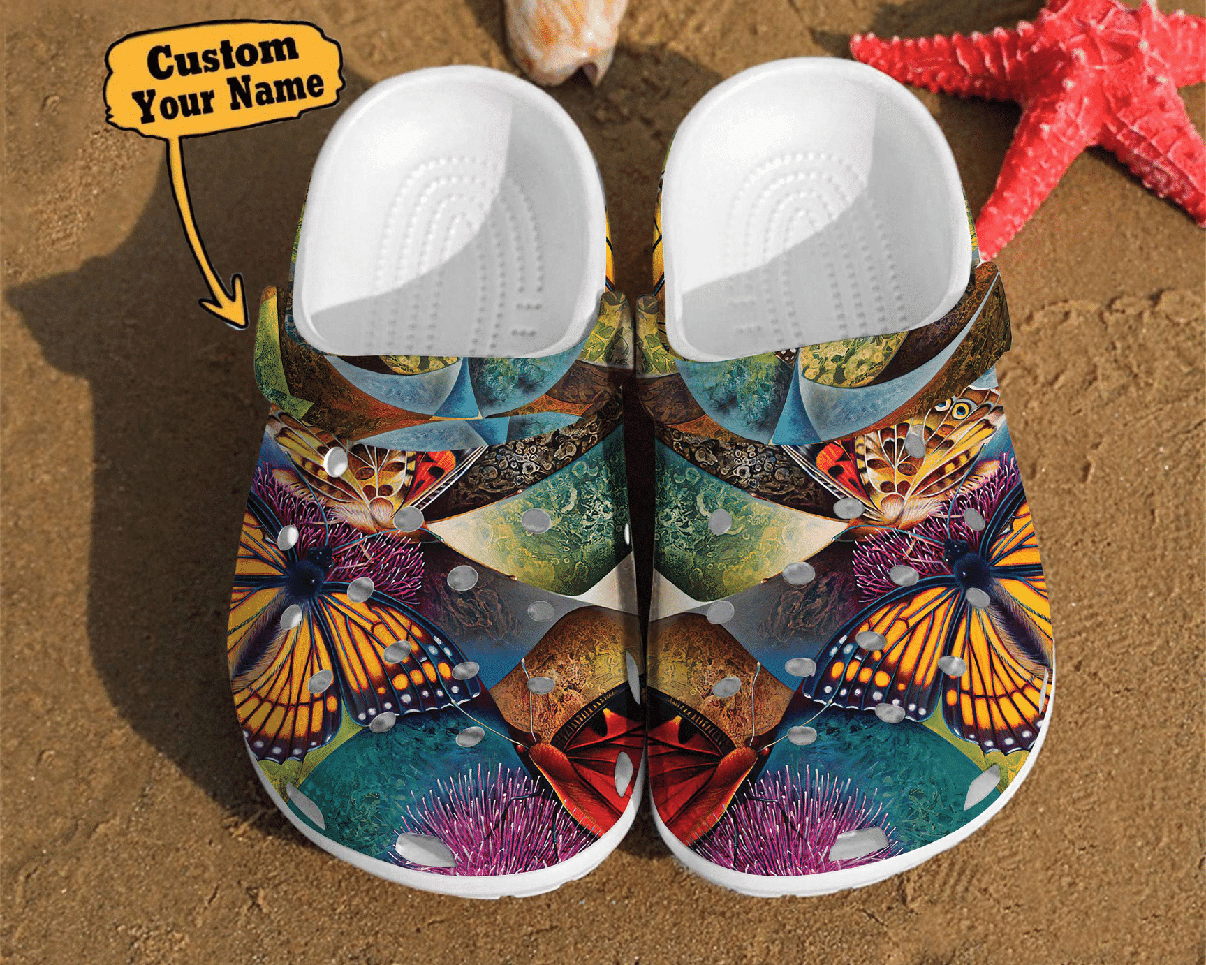 Butterfly Illusion Art Watercolor Unisex Birthday Gifts Crocs Shoes Butterfly