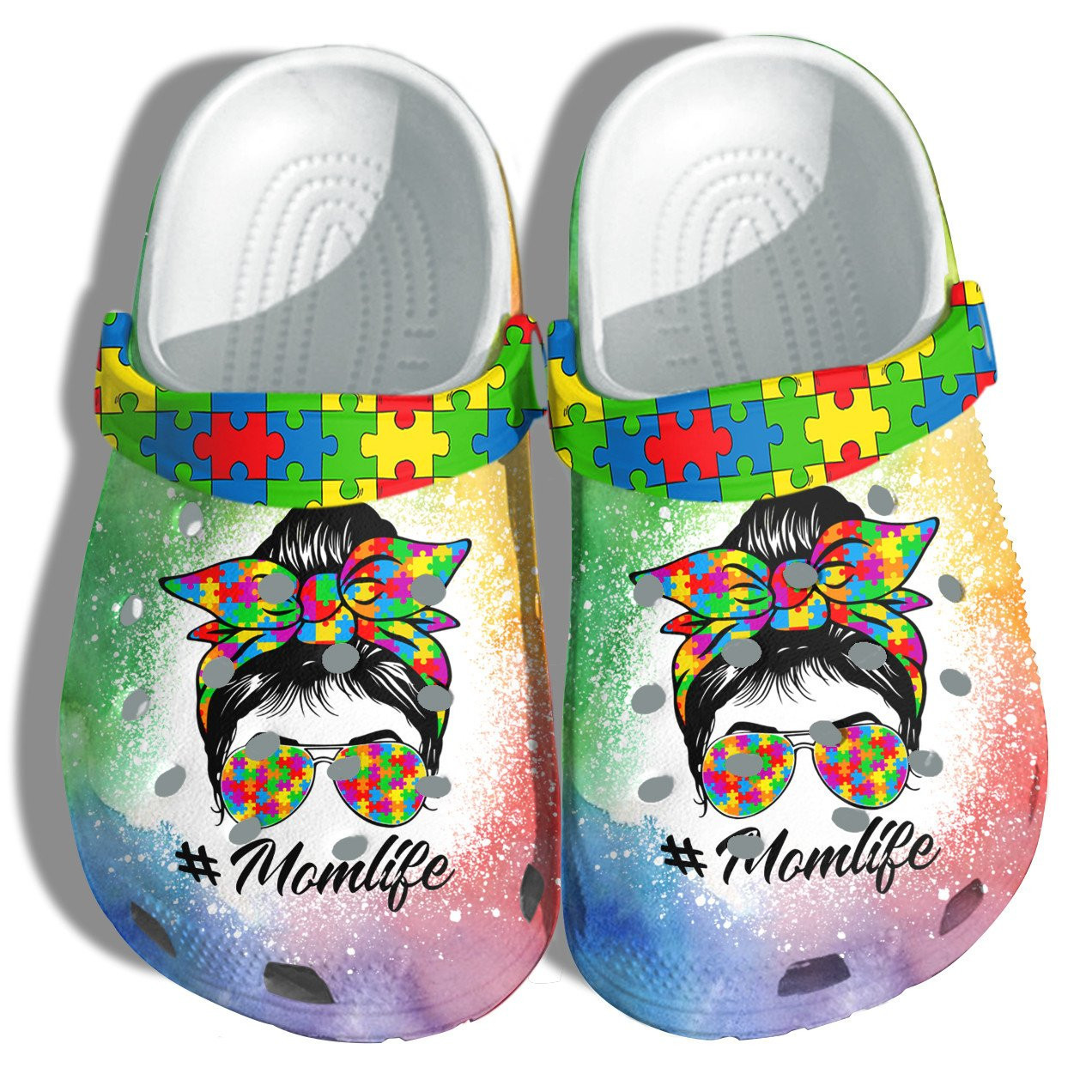 Mom Life With Puzzle Autism Awareness Crocs Shoes Gifts