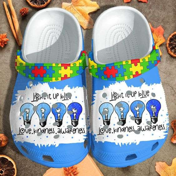 Autism Awareness Day Light It Up Blue Autism Puzzle Pieces Crocband Crocs Shoes