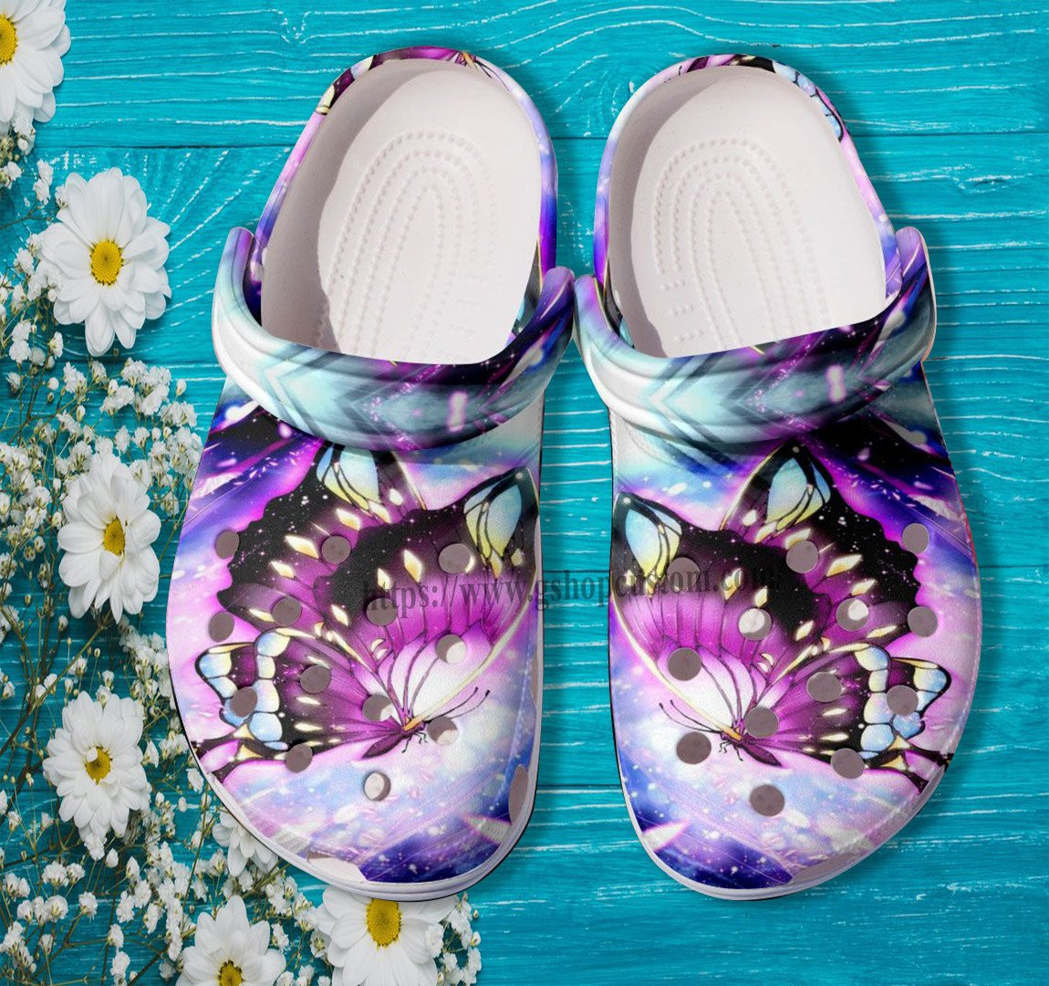 Butterfly Purple Magical Crocs Shoes Gift Birthday Women- Butterfly Daughter Crocs
