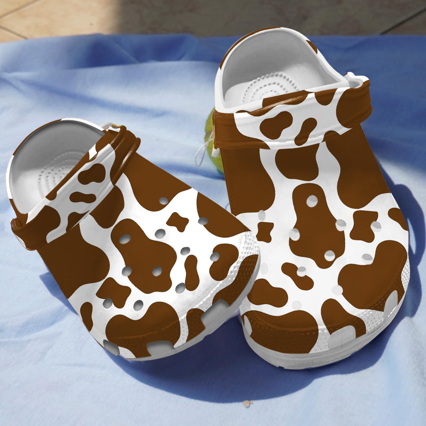 Cows Brown Cowhide Pattern Crocs Shoes Crocs Shoes Comfortable For Men Women