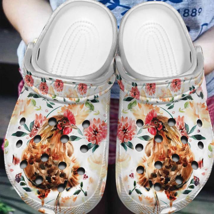 Limited Edition Chicken With Floral Pattern Crocs Crocs Shoes Comfortable For Men Women