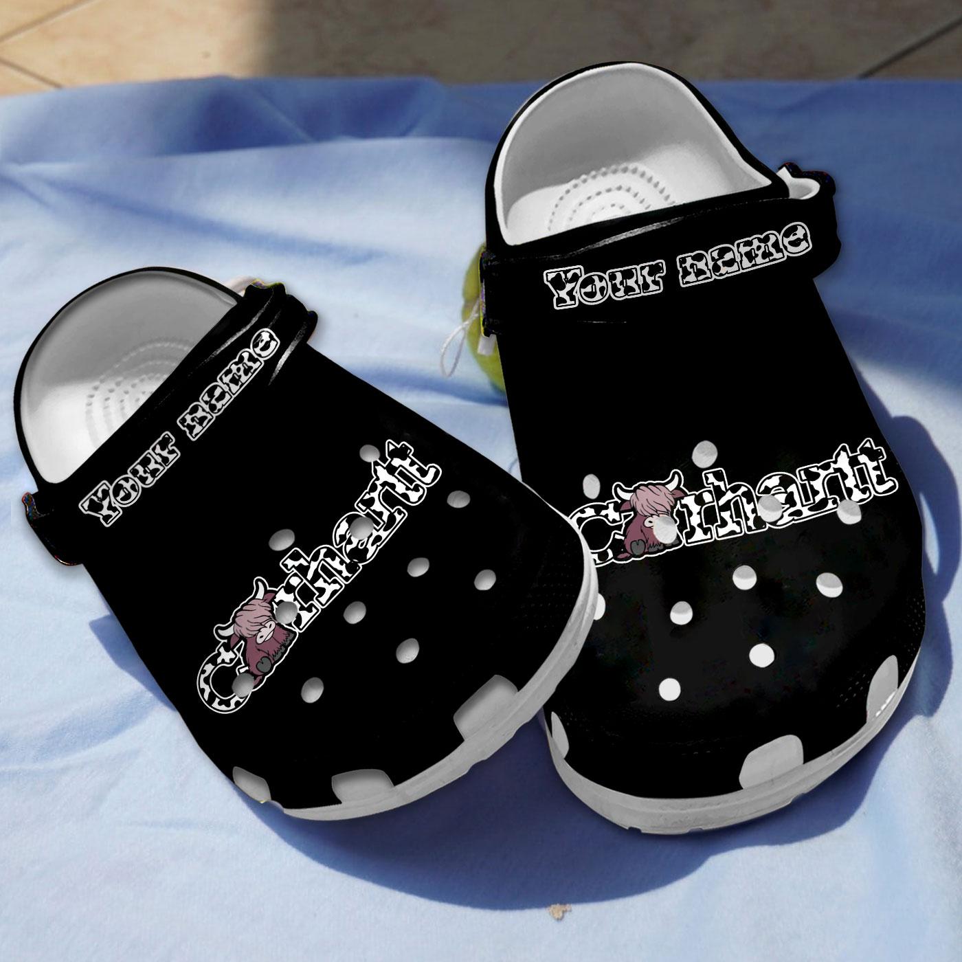 Lovely Black Highland Cow Carhartt Customized Crocs Crocs Shoes Comfortable For Men Women