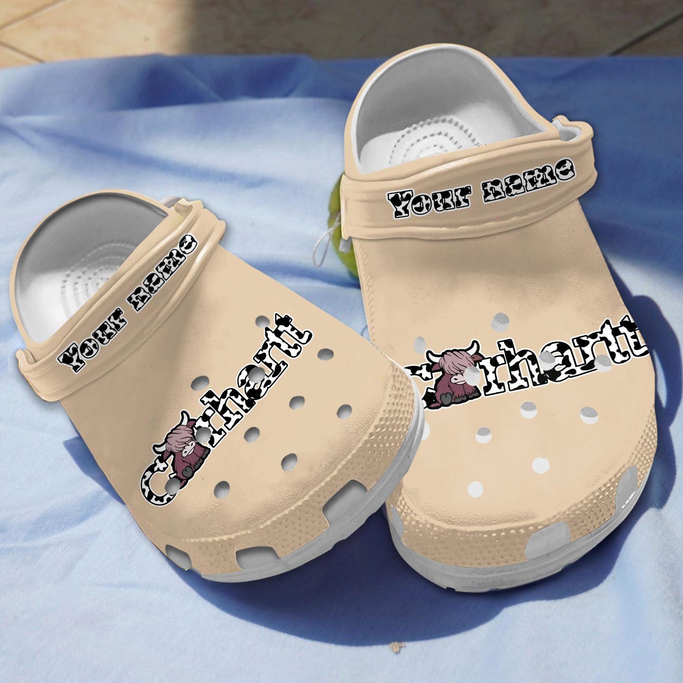 Lovely Beige Highland Cow Carhartt Customized Crocs Crocs Shoes Comfortable For Men Women