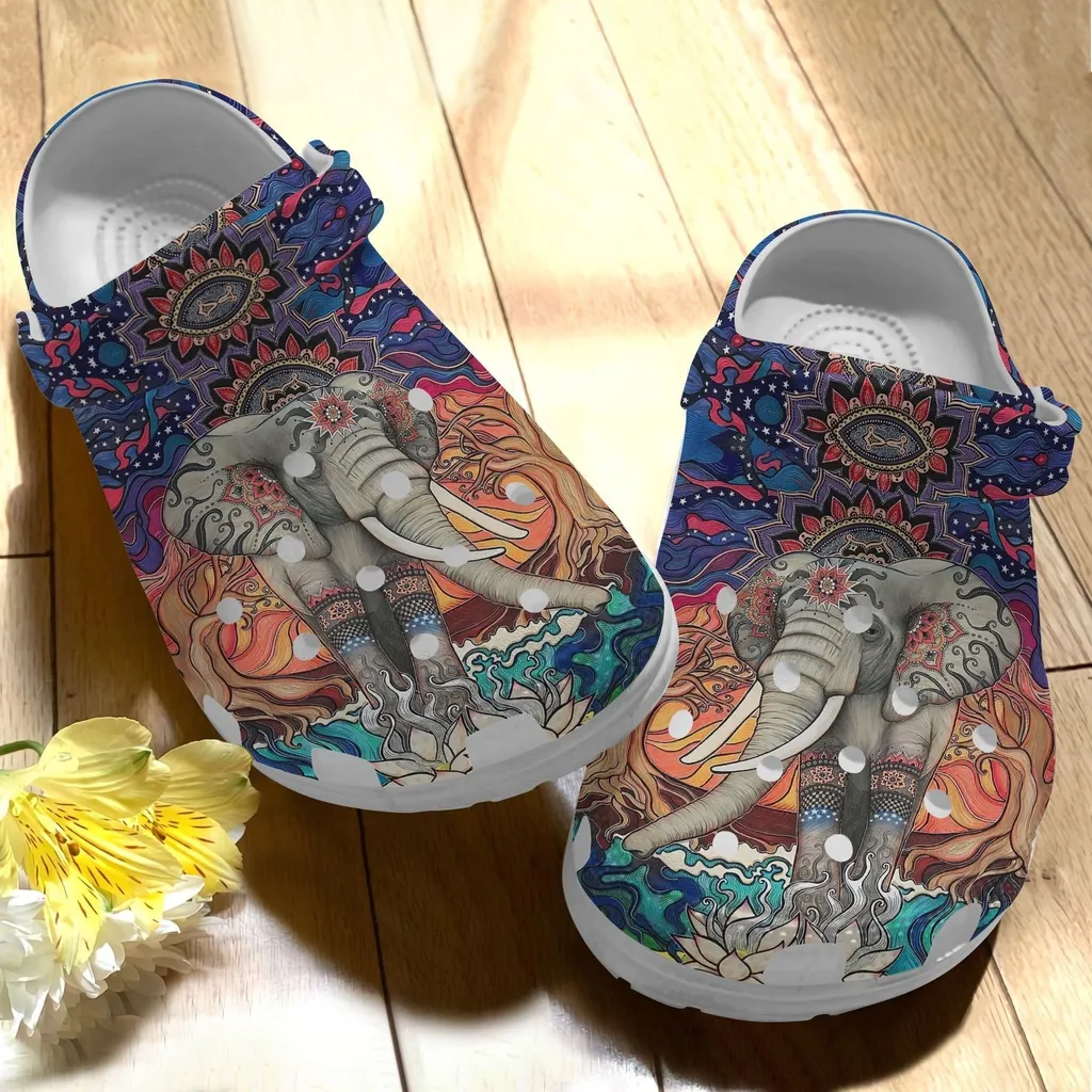 Boho Elephant Crocs Shoes Comfortable For Men Women