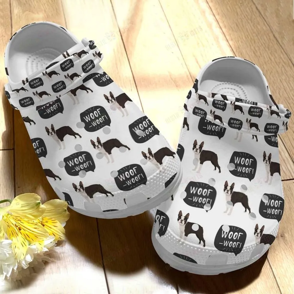 Boston Terrier White Sole Woof Personalized Classic Crocs Crocs Shoes Comfortable For Men Women