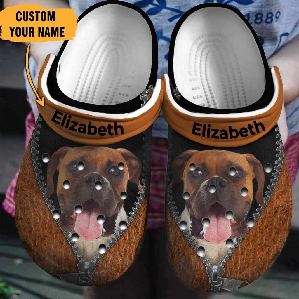 Boxer Brown In Zipper Personalized Crocs Shoes Comfortable For Men Women