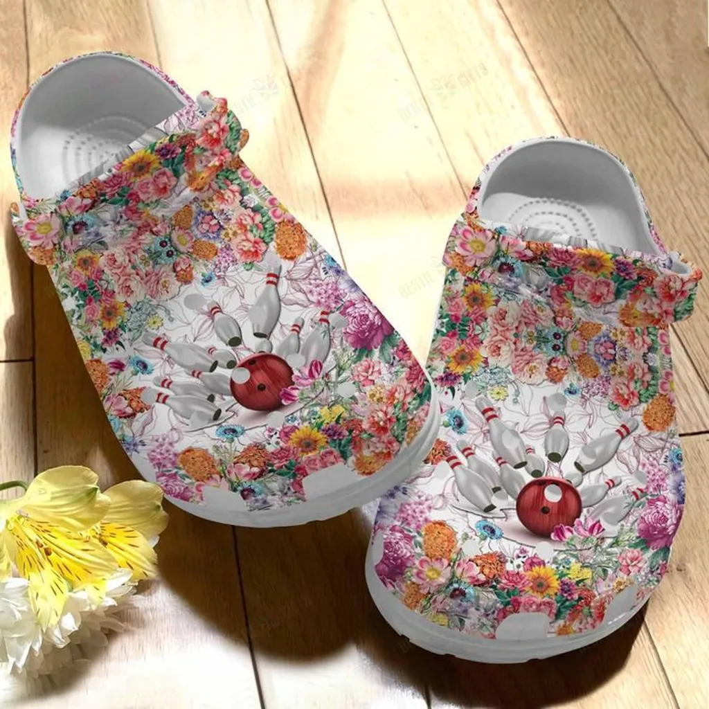 Bowling White Sole Floral Bowling Personalized Classic Crocs Crocs Shoes Comfortable For Men Women