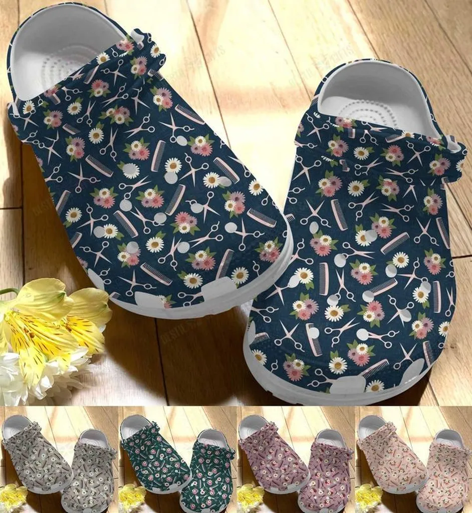 Hairstylist White Sole Flower Personalized Classic Crocs Crocs Shoes Comfortable For Men Women