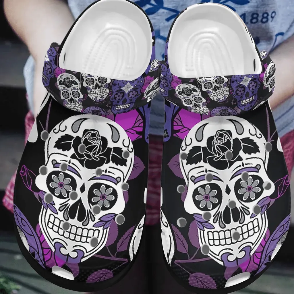 Skull Personalized Crocs Custom Comfortablefashion Style Comfortable Print 3D Cute Skull Flower