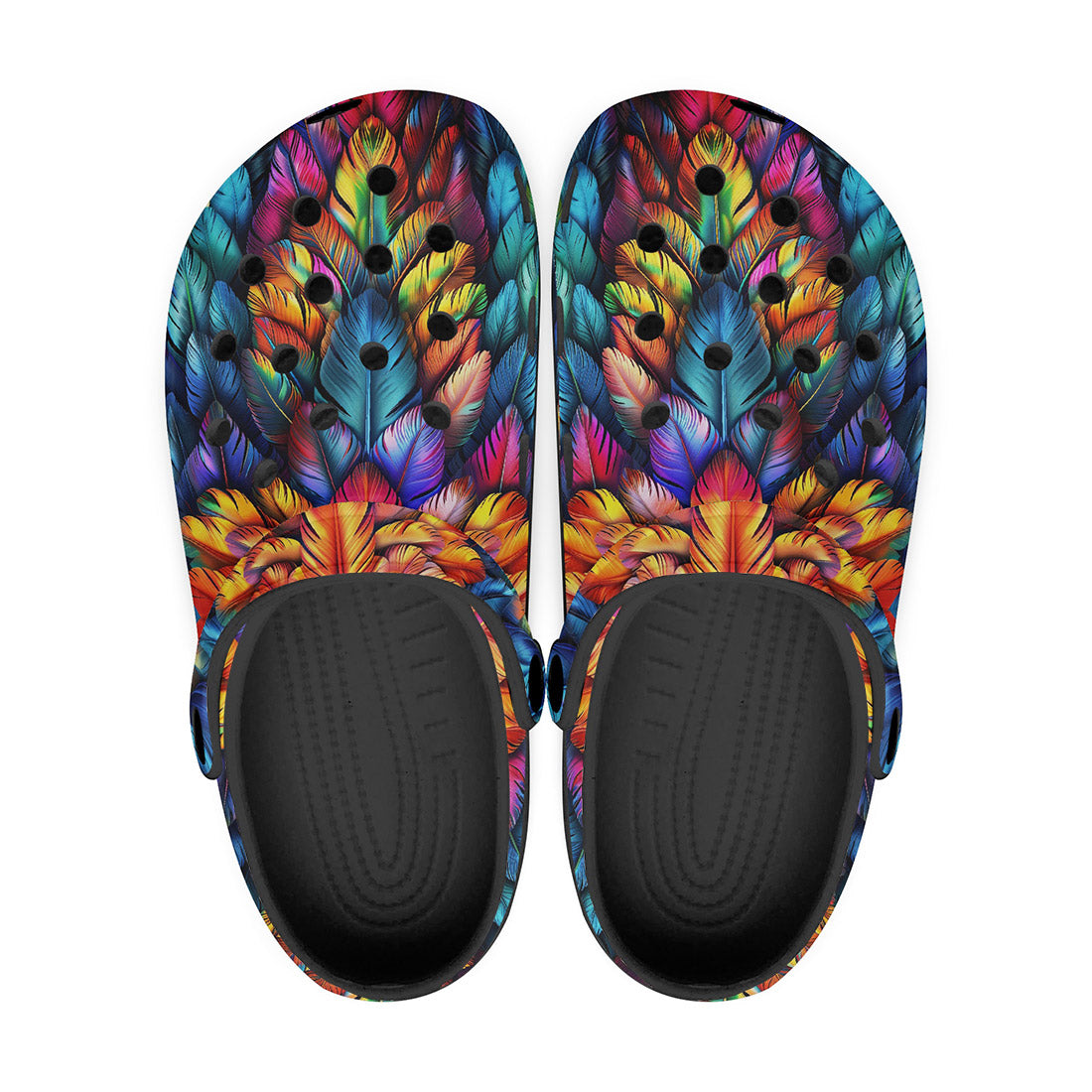 Classic Crocs Rainbow Feathers Vibrant Colors