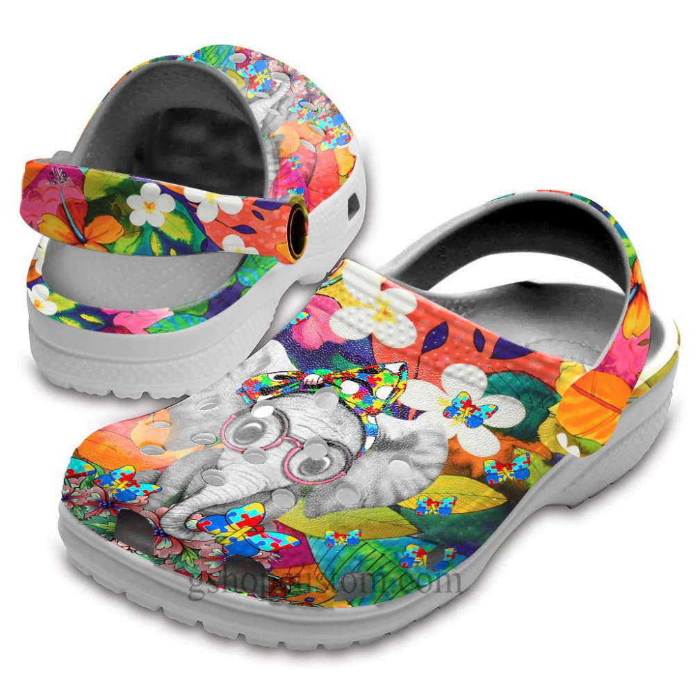 Elephant Autism Butterfly Flower Rainbow ShoesAutism Awareness Be Kind Crocs