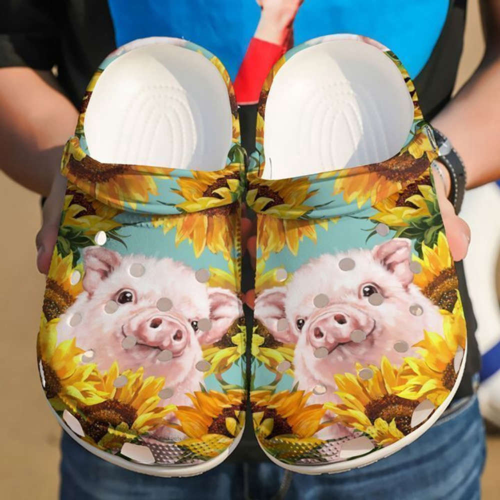 Farmer Sunflower Pig Classic Crocs Shoes