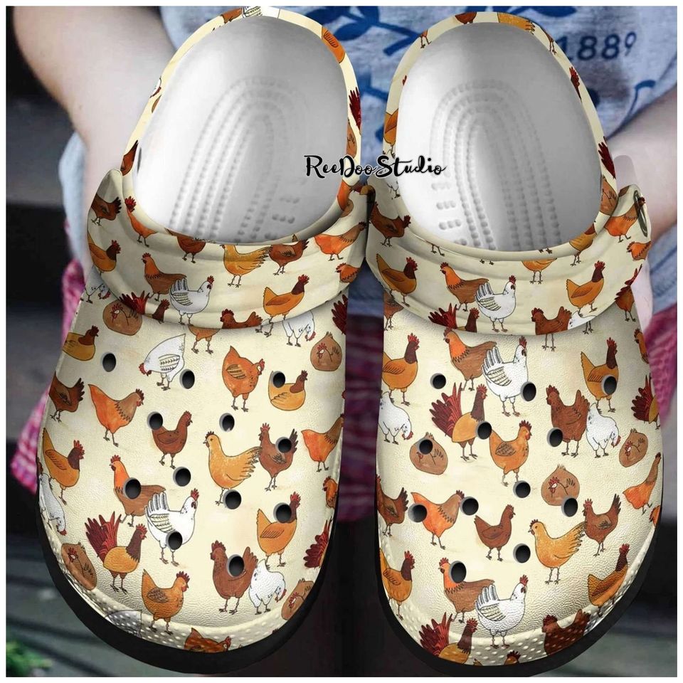 Crocs Custom Name Farmer Chicken, Chicken Crocs