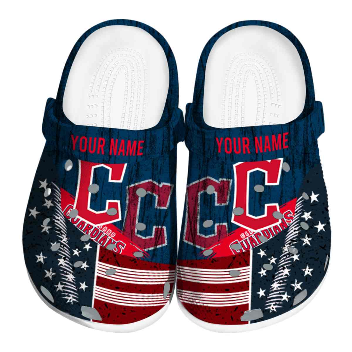 Cleveland Guardians Star-Spangled Side Pattern Crocs For Men Women and Kids