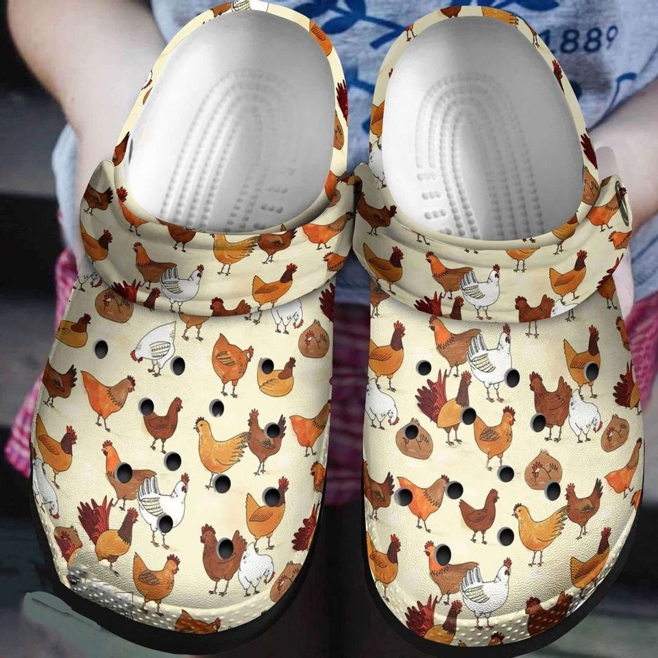Crocs Custom Name Farmer Chicken Chicken, Custom Name Chicken Custom Summer Crocs For Men Women and Kids