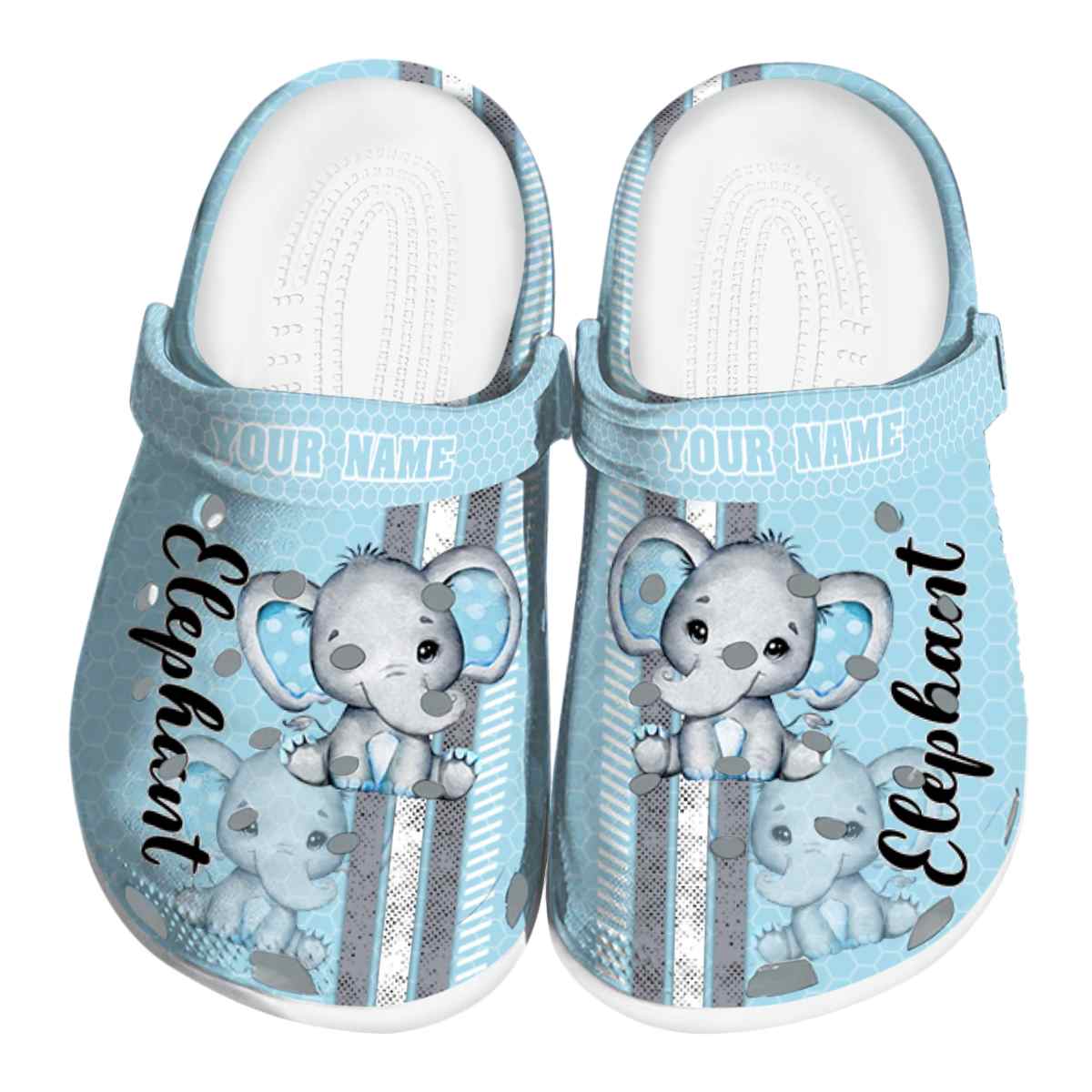 Elephant Contrasting Stripes Crocs For Men Women and Kids