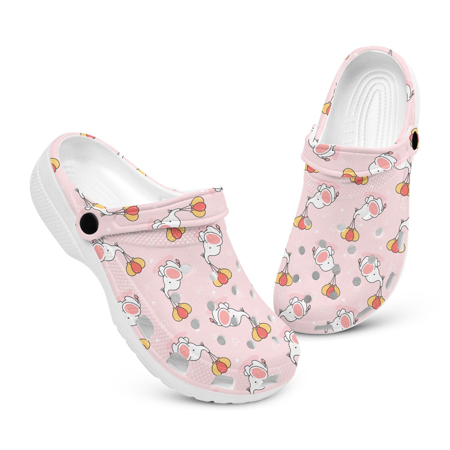 Crocs Pink Kawaii Elephant and Balloon Crocs For Men Women And Kids